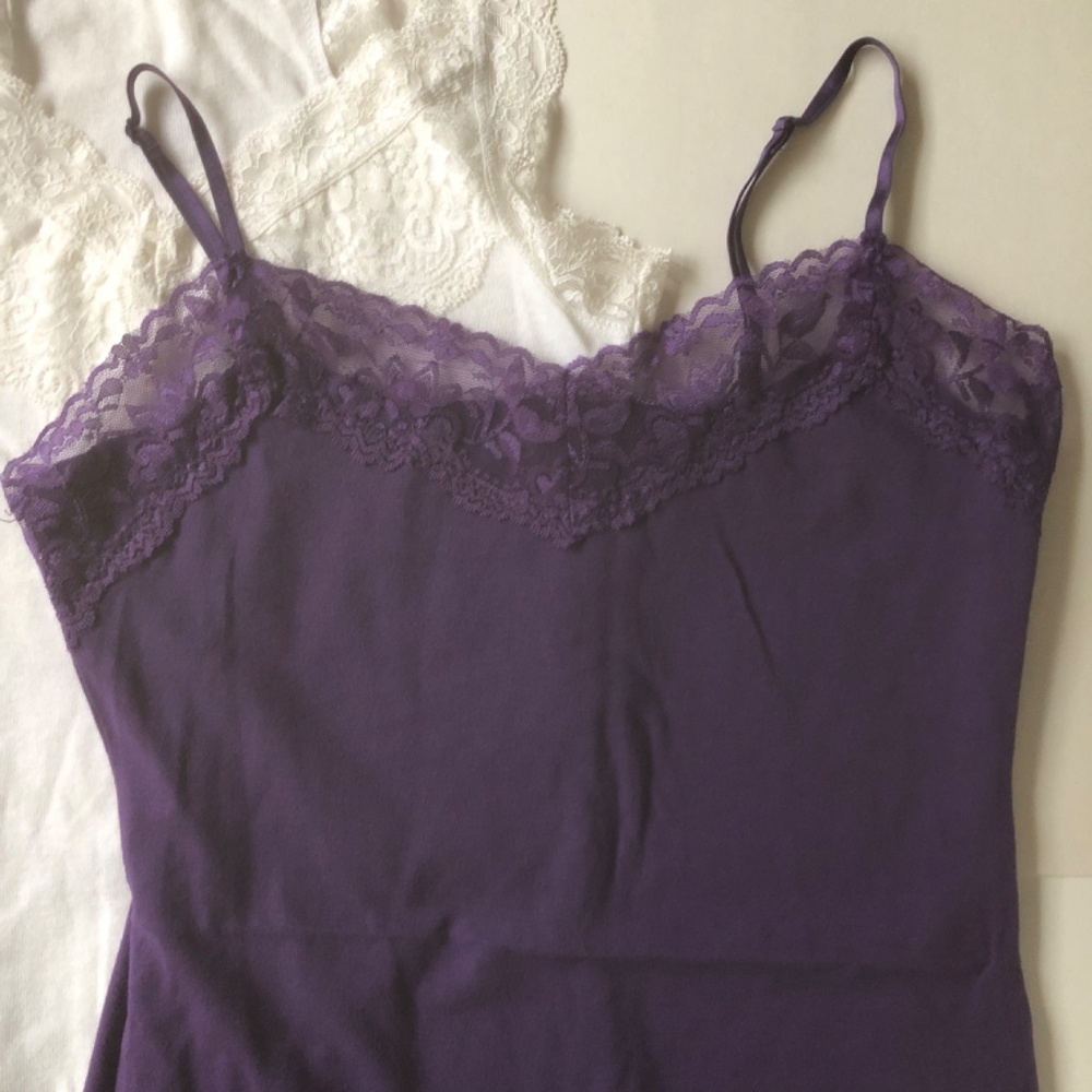 3 Cami Tee Tops, White, Purple, Black - Picture 6 of 6